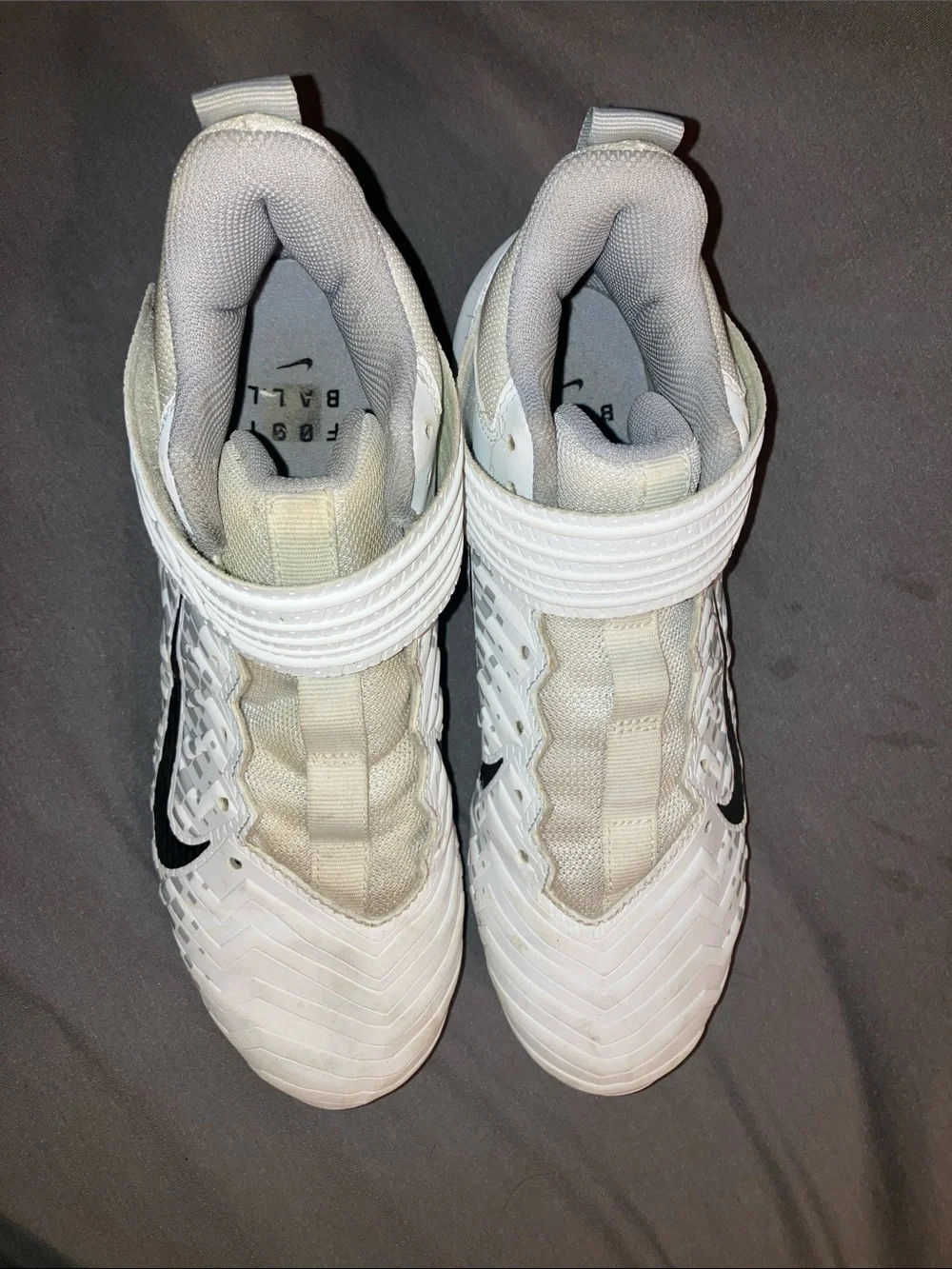 Nike Alpha Menace Pro ll White Football Cleats with Black Swoosh and Alpha Strap